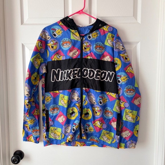 Nickelodeon Other - Nickelodeon 90s Nicktoons Characters Hooded Windbreaker Jacket Multicolor Small